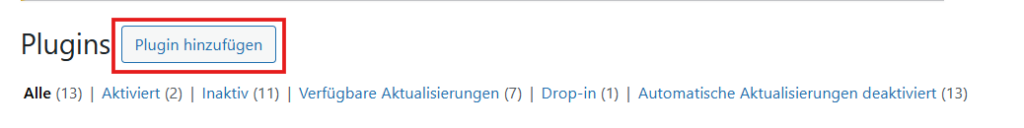 Plugin in WordPress hochladen.